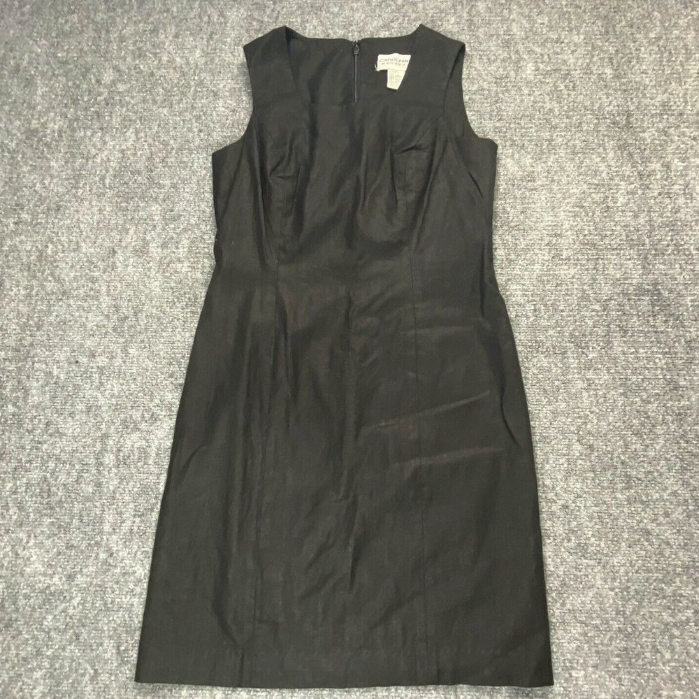 Vintage Y2K Carol Horn Workshop Dress Womens 2P Black Linen‎ Minimalist Office